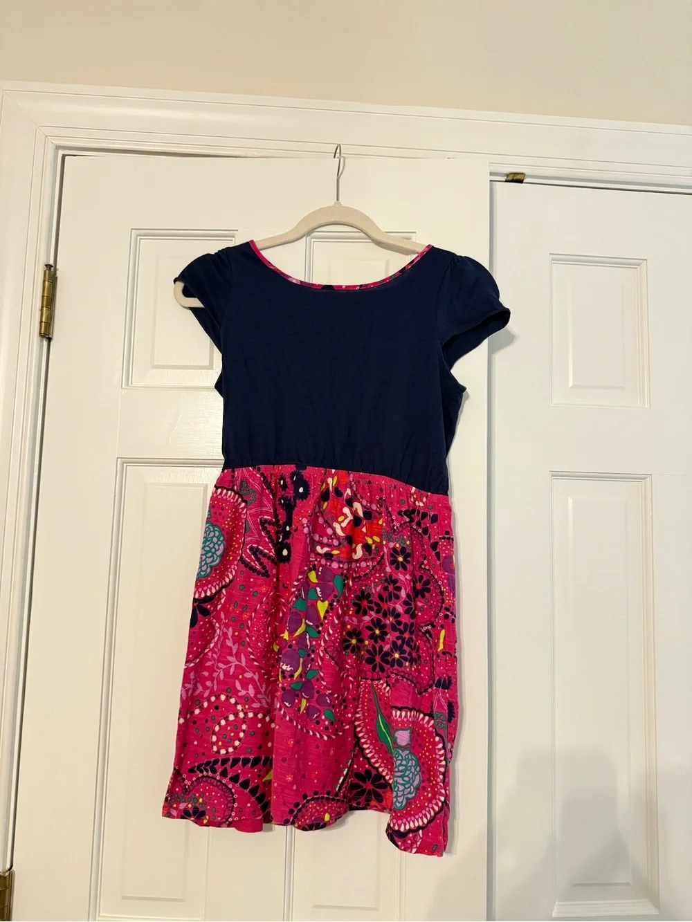 Lilly Pulitzer Navy with Bright Pink Patterned Bottom Girls Dress